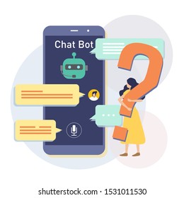 Messenger chatbot concept modern flat design. virtual assistant service. 