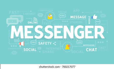 Messenger concept illustration. Idea of chatting and communicating through devices.