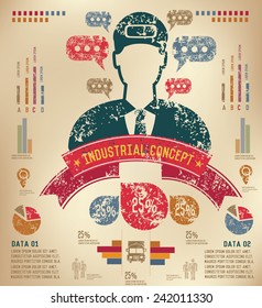 Messenger concept  info graphic design on old paper,grunge vector