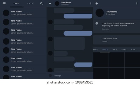 Messenger Desktop Template. Mockup with Messenger Interface . Vector illustration