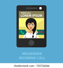 Messenger - incoming call flat concept. Vector illustration. Element template for design.