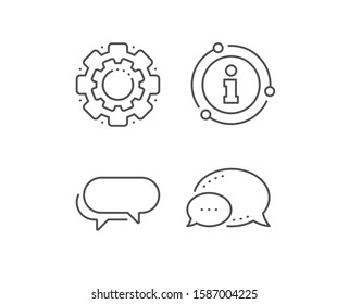 Messenger line icon. Chat bubble, info sign elements. Speech bubble sign. Chat message symbol. Linear messenger outline icon. Information bubble. Vector