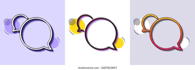 Messenger-Zeilensymbol. Gestricheltes Rastermuster. Farbverlaufssymbol mit Schatten. Sprechblasenzeichen. Chat-Nachrichtensymbol. Symbol für den Zeilensender. Verschiedene Designs. Vektorgrafik