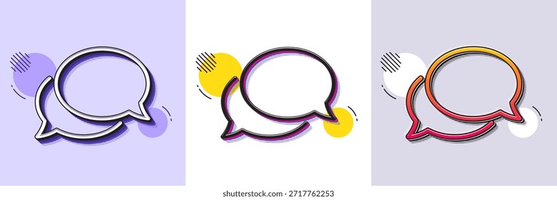 Messenger-Zeilensymbol. Gestricheltes Rastermuster. Farbverlaufssymbol mit Schatten. Sprechblasenzeichen. Chat-Nachrichtensymbol. Symbol für den Zeilensender. Verschiedene Designs. Vektorgrafik