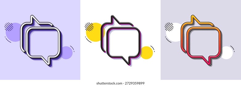 Messenger-Zeilensymbol. Gestricheltes Rastermuster. Farbverlaufssymbol mit Schatten. Sprechblasenzeichen. Chat-Nachrichtensymbol. Symbol für den Zeilensender. Verschiedene Designs. Vektorgrafik