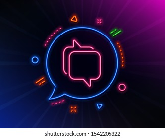 Messenger line icon. Neon laser lights. Speech bubble sign. Chat message symbol. Glow laser speech bubble. Neon lights chat bubble. Banner badge with messenger icon. Vector