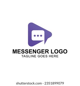Messenger logo design: modern minimal and purple gradient color logo vector illustration