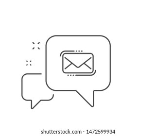 Messenger Mail line icon. Chat bubble design. New newsletter sign. Phone E-mail symbol. Outline concept. Thin line messenger Mail icon. Vector