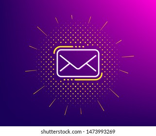 Messenger Mail line icon. Halftone pattern. New newsletter sign. Phone E-mail symbol. Gradient background. Messenger Mail line icon. Yellow halftone pattern. Vector