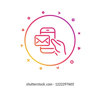 Messenger Mail line icon. New newsletter sign. Phone E-mail symbol. Gradient pattern line button. Messenger Mail icon design. Geometric shapes. Vector