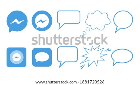 Messenger message, chat box, email icon set vector illustrations