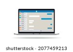Messenger on screen of laptop. Empty chat.