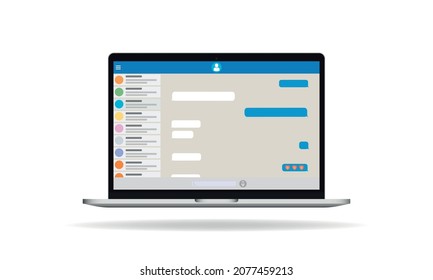 Messenger On Screen Of Laptop. Empty Chat.