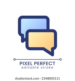 Icono de relleno ui de gradiente perfecto de píxel Messenger. Compartir información. Enviar archivo. Burbujas de chat. Medios sociales. Símbolo de línea colorido moderno. GUI, UX diseño para aplicación, web. Elemento RGB editable aislado del vector