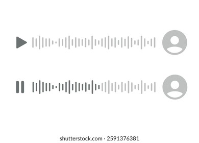 Messenger, player, music app, podcast screen template. Mobile phone chat eps 10 vector illustration. Phone correspondence sample image. Voice message flat picture