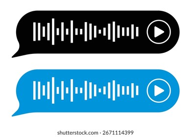 Messenger, player, music app, podcast screen template. Mobile phone chat eps 10 vector illustration. Phone correspondence sample image. Voice message flat picture in eps 10.