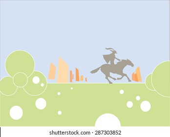 The messenger, a rider on a horse carries the news. Royal Mail. Vector