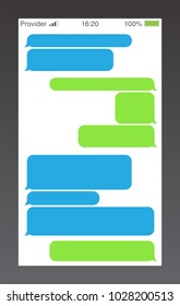 Messenger Short Message Service Bubbles. Text Chat Sms Boxes. Empty Messaging Bubles Template.