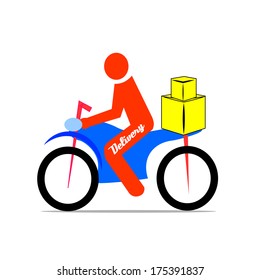 messenger silhouette man with packages in the back of the bike