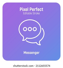 Messenger thin line icon: two speech bubbles. Chat. Modern vector illustration.