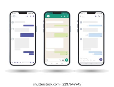 Messenger UI template, Social communication app mockup, chat application concept, vector illustration.