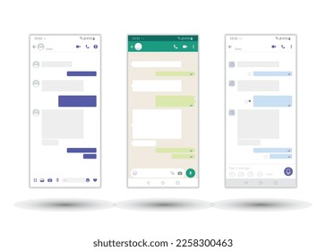 Messenger UI template, Social communication app mockup, chat application concept, vector illustration.