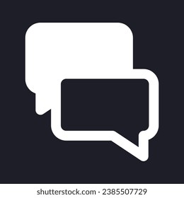 Messenger white pixel perfect solid ui icon. Share information. Send file. Chat bubbles. Silhouette symbol for dark mode. Glyph pictogram on black space for web, mobile. Vector isolated image