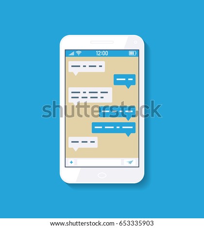 Messenger window on smartphone. Social network concept. Flat Chating and messaging. Vector