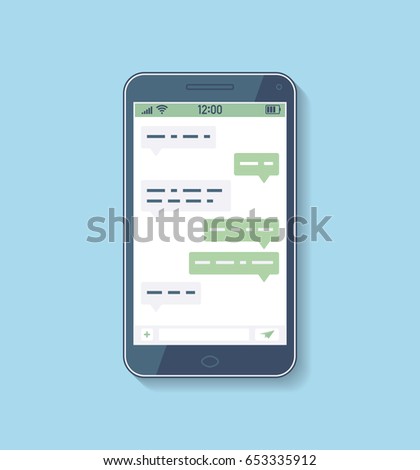 Messenger window on smartphone. Social network concept. Flat Chating and messaging. Vector
