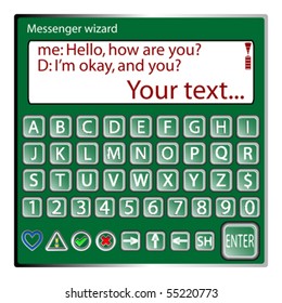 messenger wizard against white background, abstract vector art illustration