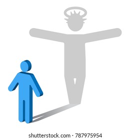 Messiah Complex. The symbol of a man, casting a shadow of Jesus.
