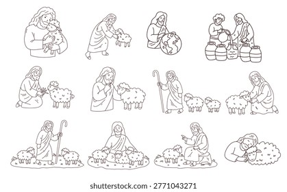Messiah holding and protecting his small lambs