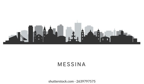 Messina Skyline Silhouette with Cityscape, and Italy.