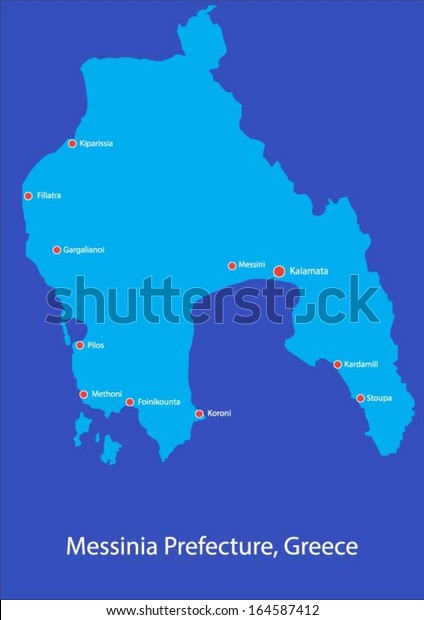 Messinia Map Greece Illustration This Layered Stock Vector (Royalty ...