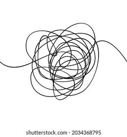 Messy Black Thin Line Abstract Circle Shape Concept Process or Confused. Vector illustration of Tangle or Clew