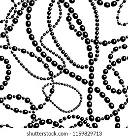 Messy black and white beads necklaces and bracelets, seamless pattern, vector