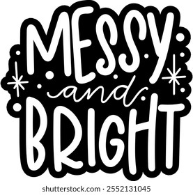 messy and bright merry christmas black vector graphic design and cut file