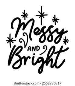 messy and bright merry christmas black vector graphic design and cut file