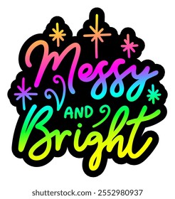 messy and bright merry christmas colorful bright rainbow graphic design