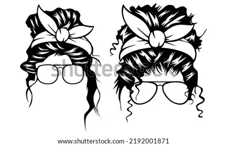 Messy Bun Bow Sunglasses, Vectors and Clipart