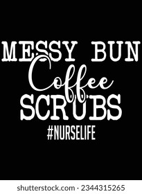 Messy bun coffee scrubs EPS file for cutting machine. You can edit and print this vector art with EPS editor. svg