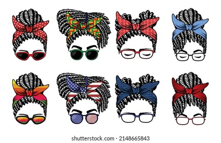 Messy bun dreadlocks hair vector illustration for your company or brand - Shutterstock ID 2148665843