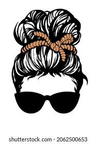 Messy Bun, Girl With Messy Bun And Sunglasses, Knot Of Rope, Girl Face