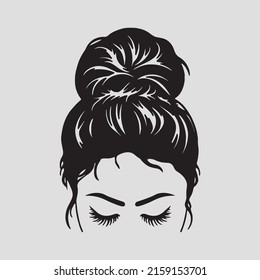 Messy Bun Hair Vector Illustration