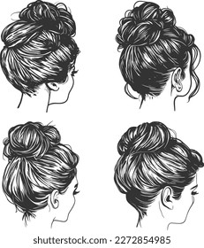 Messy Bun Hairstyle with Casual Chic Updo for Women: Trendy, Creative, and Simple Hairdo with Braids, Curls, and Hair Accessories