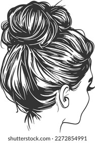 Messy Bun Hairstyle with Casual Chic Updo for Women: Trendy, Creative, and Simple Hairdo with Braids, Curls, and Hair Accessories