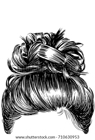 messy bun hairstyles stock