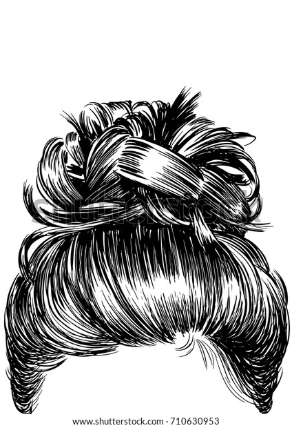 Download Messy Bun Hairstyles Stock Vector (Royalty Free) 710630953