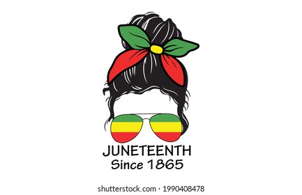 Messy Bun Mom Life Juneteenth Black History Vector and Clip Art