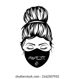 messy bun vector isolated on a white background